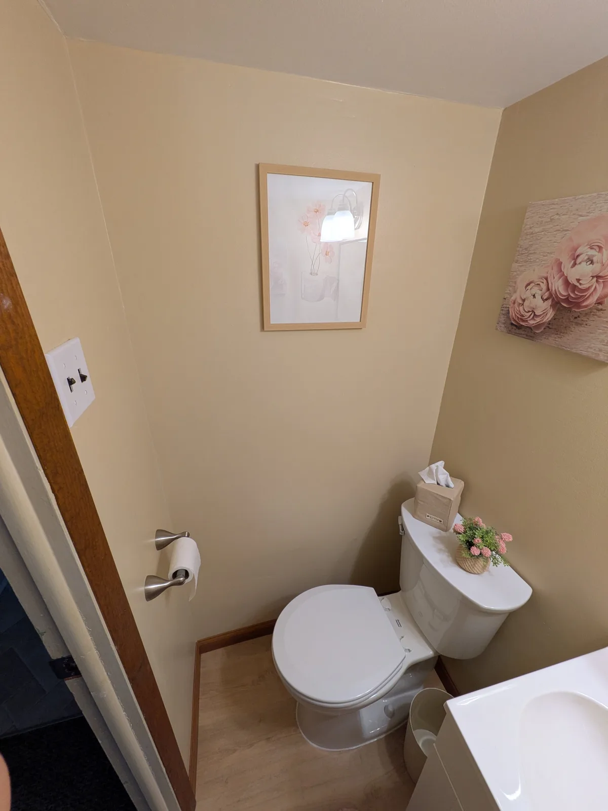 Powder room vanity and lighting after the refresh